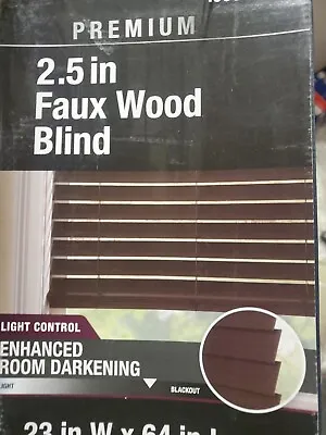 23  X 64  Home Decorators Espresso Cordless 2-1/2 In. Premium Faux Wood Blind • $29.50
