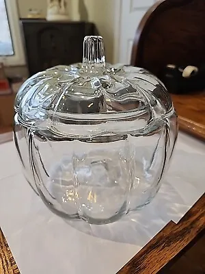 Clear Glass Pumpkin Canister Candy Cookie Jar With Lid Unbranded  • $9.99