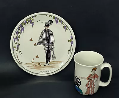 Villeroy & Boch Design 1900 Art Deco Lady #4 Plate & Coffee Mug Flapper Gal 2 Pc • $39.88