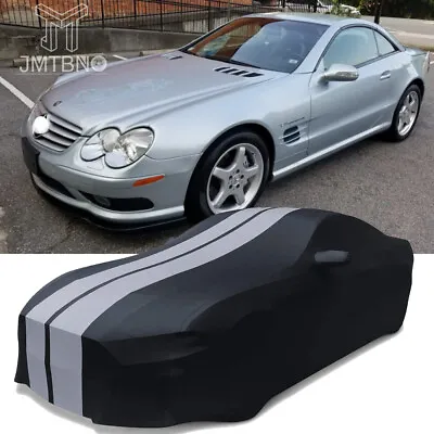 Black & Grey Line Indoor Stain Stretch Full Car Cover For Mercedes Benz SL55 AMG • $159.52