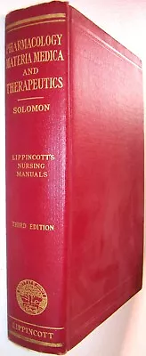 Pharmacology Materia Medica Therapeutics Book By Charles Solomon MD 1938 HC • $15