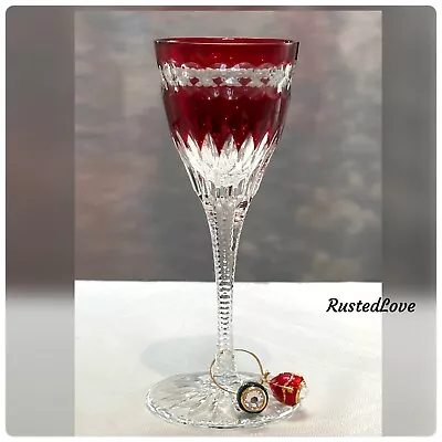 Faberge Red Cordial Na Zdorovye Blown Glass Blown Cut To Clear & 2 Faberge Egg • $221