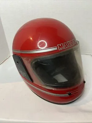 Vintage Maxon Mark 2 Helmet Red Motocross Motorcycle Moto X Large • $43.69