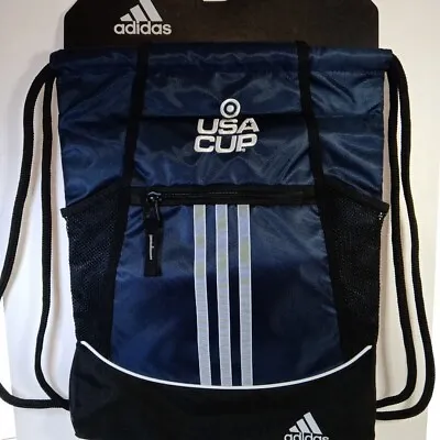 New Adidas USA CUP Target  Soccer Tournament Drawstring Satchel Sack Bag Blue • $19.99