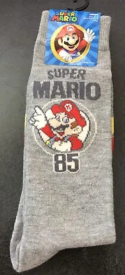 Super Mario Brothers Grey Mens Crew Socks - Super Mario 85 • $9.25