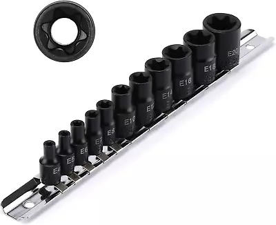 11PCS E-Torx Socket Set With Rail CR-V 1/4  And 3/8  Drive Female External To • $11.49