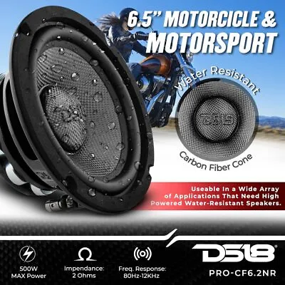 DS18 PRO-CF6.2NR 6.5  Mid Bass Speaker 500 Watt 2 Ohm Carbon Fiber Neodymium NEW • $166.65