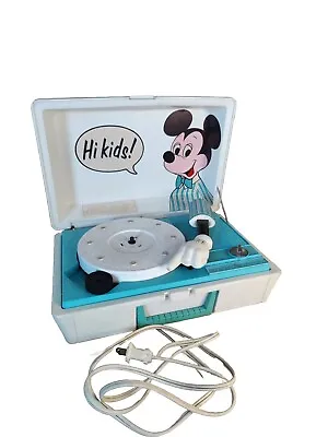 Vtg Walt Disney Mickey Mouse RP3122B GE Blue/White Youth Record Player Turntable • $37.99