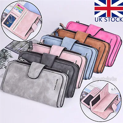 Ladies Leather Wallet Long Purse Phone Card Holder Case Clutch Large Capacity UK • £8.95