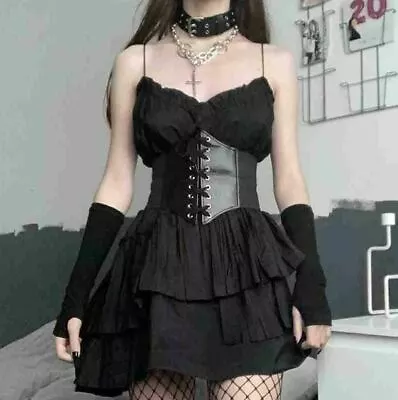 Gothic Lace Up Waist Corset Belt Waistband Black - UK Seller • £7.99