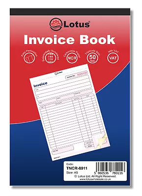 NCR Carbonless Triplicate Invoice Book Preprinted 50 Sets Serially Numbered A5 • £4.99