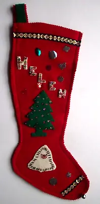 Helen Bead Sequin Felt Vintage Christmas Stocking • $16.99