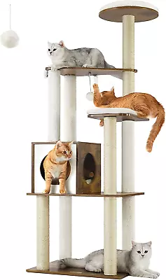 Woodywonders Cat Tree 65-Inch Modern Cat Tower For Indoor Cats Multi-Level Cat • $109.41