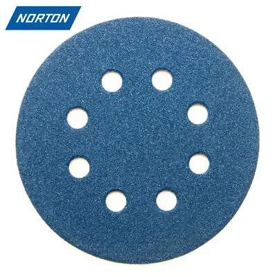 125mm 5  Sanding Discs Zirconia NORTON Vecro Sandpaper For Hard Wood Steel Metal • £5.90