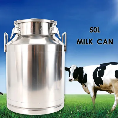 304 Stainless Steel Milk Can 50L 13.25 Gallon Milk Bucket Wine Pail Bucket • $108.29