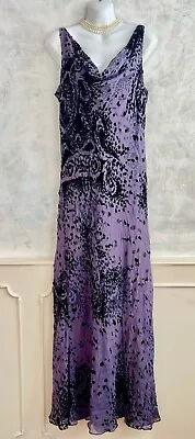 MARIA GRACHVOCHEL Debenhams Lilac Purple Silk Devore Elegant Occasion Dress 18 • £27.99
