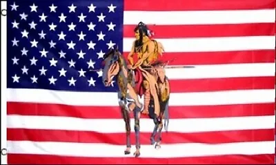 $8.88 • Buy Indian On Horse US Flag 3x5 Ft USA America Native American Horseback Riding 