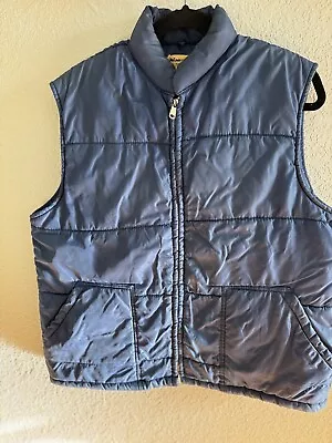 Wedgefield Men’s Vintage ‘70’s Puffer Quilted Blue Ski Vest Nylon Size LG • $16