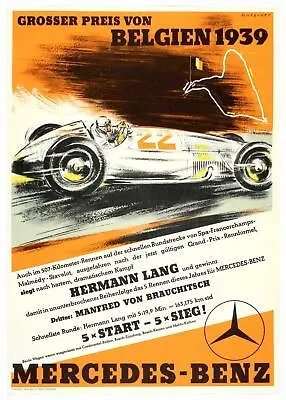 Mercedes Benz F1 Racing Art Print Vintage Retro High-Quality 22x17in Art Poster • $64.95