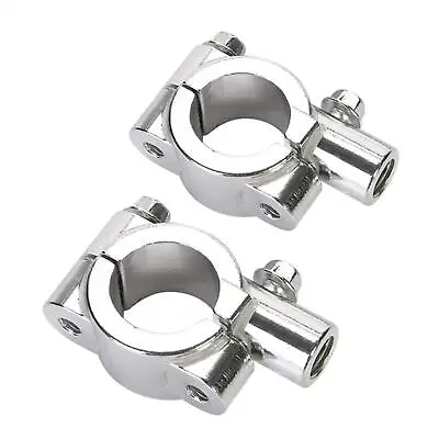 Universal Motorcycle Handlebar Mirror Mount 10Mm 7/8  Aluminium Clamp Silver New • $8.76