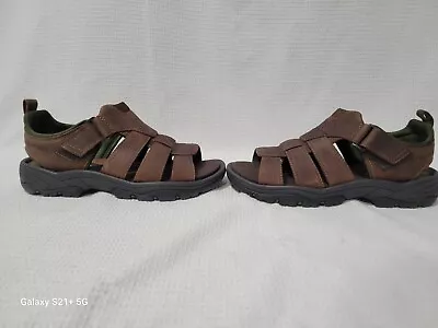 Mens Fishing Sandals Rockport Fisherman Rocklake Leather Brown 9.5 Wide • $40