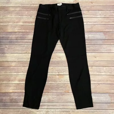 Helmut Lang Size 8 Black Skinny Wool Stretch Pants Trousers Zippers FLAW • $35