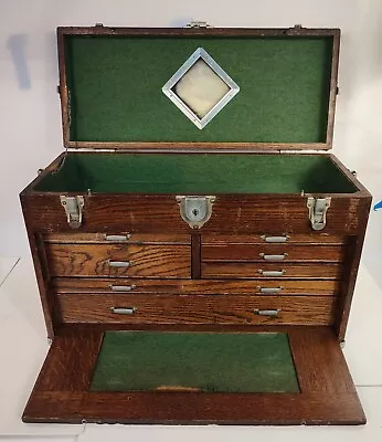 Vintage Union Machinist Oak Tool Chest Box 7 Drawer No. 165 • $195