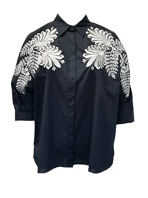 Marina Rinaldi Women's Black Balzare Embroidered Shirt NWT • $98.75