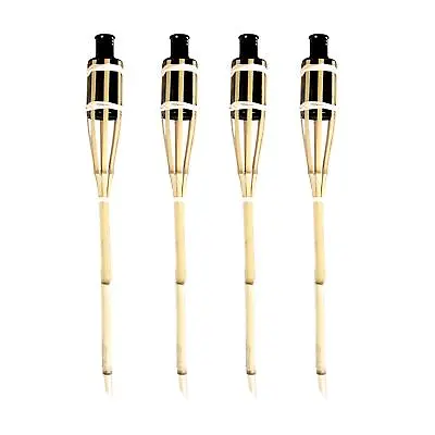 4x 2ft Bamboo Torch Lantern Garden Oil Paraffin Outdoor Garden Lighting Burner • £17.84