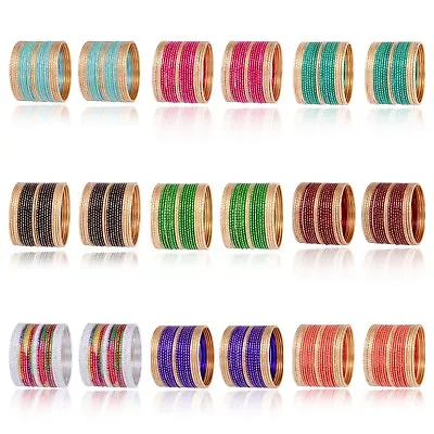 Indian Bollywood Plain Metal Color 44Pc Bangles Set Ethnic Fashion Women Jewelry • $14.49