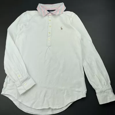 Girls Size 8-10 Ralph Lauren Cotton Long Sleeve Polo Shirt Top GUC • $16.45