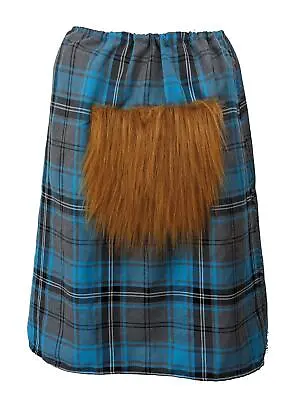 Adults Balmoral Scottish Tartan Kilt & Sporran Burns Night Fancy Dress • £9.95