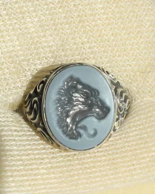 Very Heavy Art Nouveau Silver Two Layer Agate Signet Intaglio Seal Ring • $185