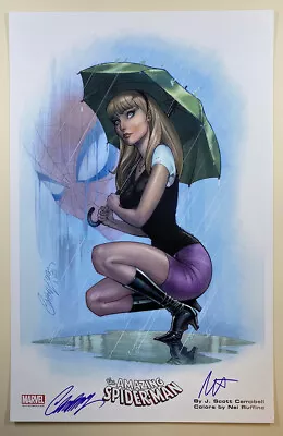 J SCOTT CAMPBELL  Signed  AMAZING SPIDER-MAN 14 L COVER 11  X 17  ART PRINT GWEN • $49.99