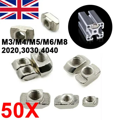 M3-M8 2020~4040 T-nuts Drop In Tee T-slot Nuts For Aluminium Profile 3D Printer • £8.27