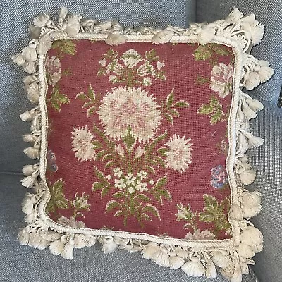 Katha Diddel Needlepoint Pillow Floral Home Collection Boudior Hand Stitched VTG • $34.99