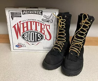 Authentic White's Smokejumper Boots SZ 9 Width D Model 400V Black Roughout • $399.99