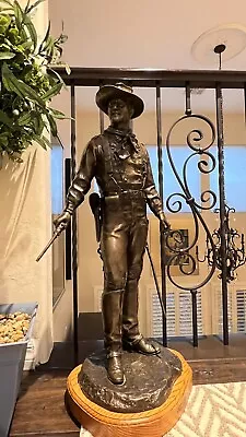 Large Signed Jesse Corsaut  John Wayne Rio Grande  Bronze Sculpture • $8500