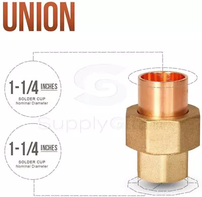 Lead Free Cast Brass Copper Union Fitting Nominal Male Sweat Connect CxC 3/8 -3  • $17.49