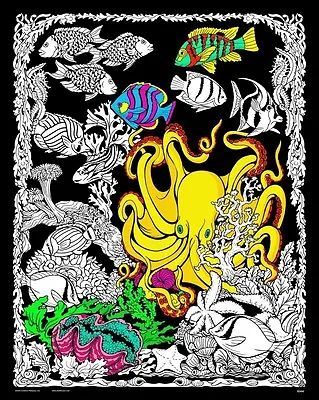 Octopus Den - Large 16x20 Inch Fuzzy Velvet Coloring Poster • $8.99