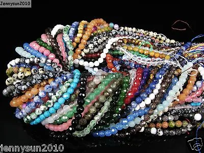 Natural Gemstones 3.5mm ~ 4mm ~4.5mm Faceted Round Beads 15'' ~ 16'' Pick Stone • $3.78