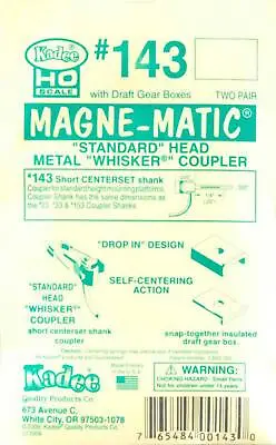 Kadee #143 Magne-Matic Standard Head Metal Whisker Couplers 1/4  (4) • $6.95