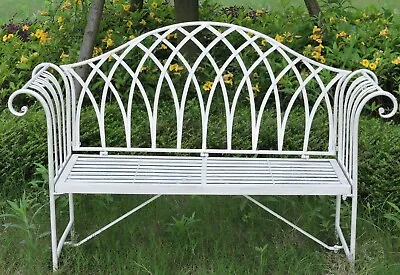 £179.99 • Buy Metal Garden Bench Patio Seat Furniture Antique Foldable Vintage Outdoor White
