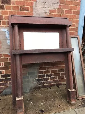 R 13 Antique Oak Beveled Glass Mantle 60.5 X 83.5 X 11.5 • $495