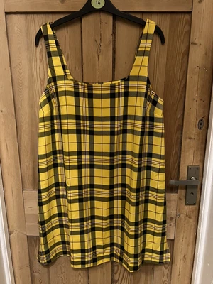 £5 • Buy ASOS Tartan Pinafore Dress Mini Tunic Yellow S 10 Worn Once L6