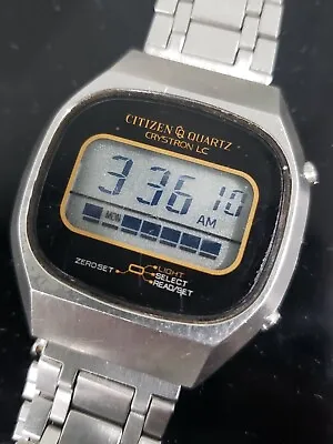 $275 • Buy Citizen Crystron 50-1310 Quartz LCD  Collectible Vintage Watch