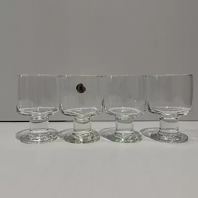 Set 4 1980’s Crown Corning Glass Footed Whisky Juice Glasses 250ml 11cm Tall  • $29.95