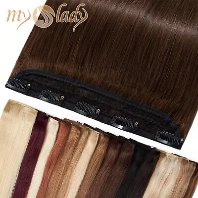 $17.86 • Buy One Piece 100% Real Clip In Remy Human Hair Extensions 5Clips Full Head Brown US