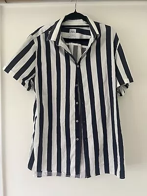 Zara XL White And Blue Striped Shirt • $20