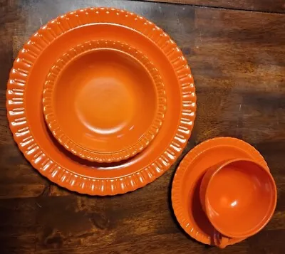 Vistosa Orange Dish Set Cup Saucer Bowl And Plate • $30